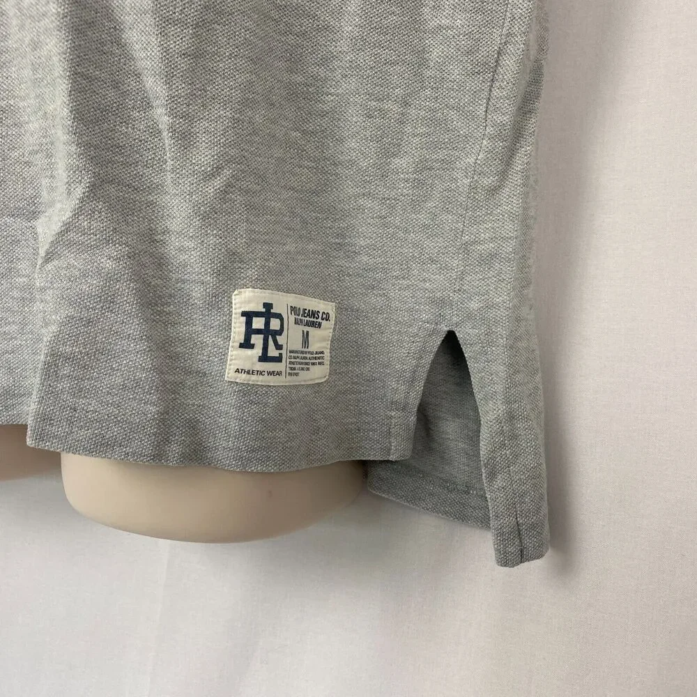 Vintage‎ Polo Ralph Lauren Shirt Medium Mens Cookie Patch Logo Jeans Co Gray 90s